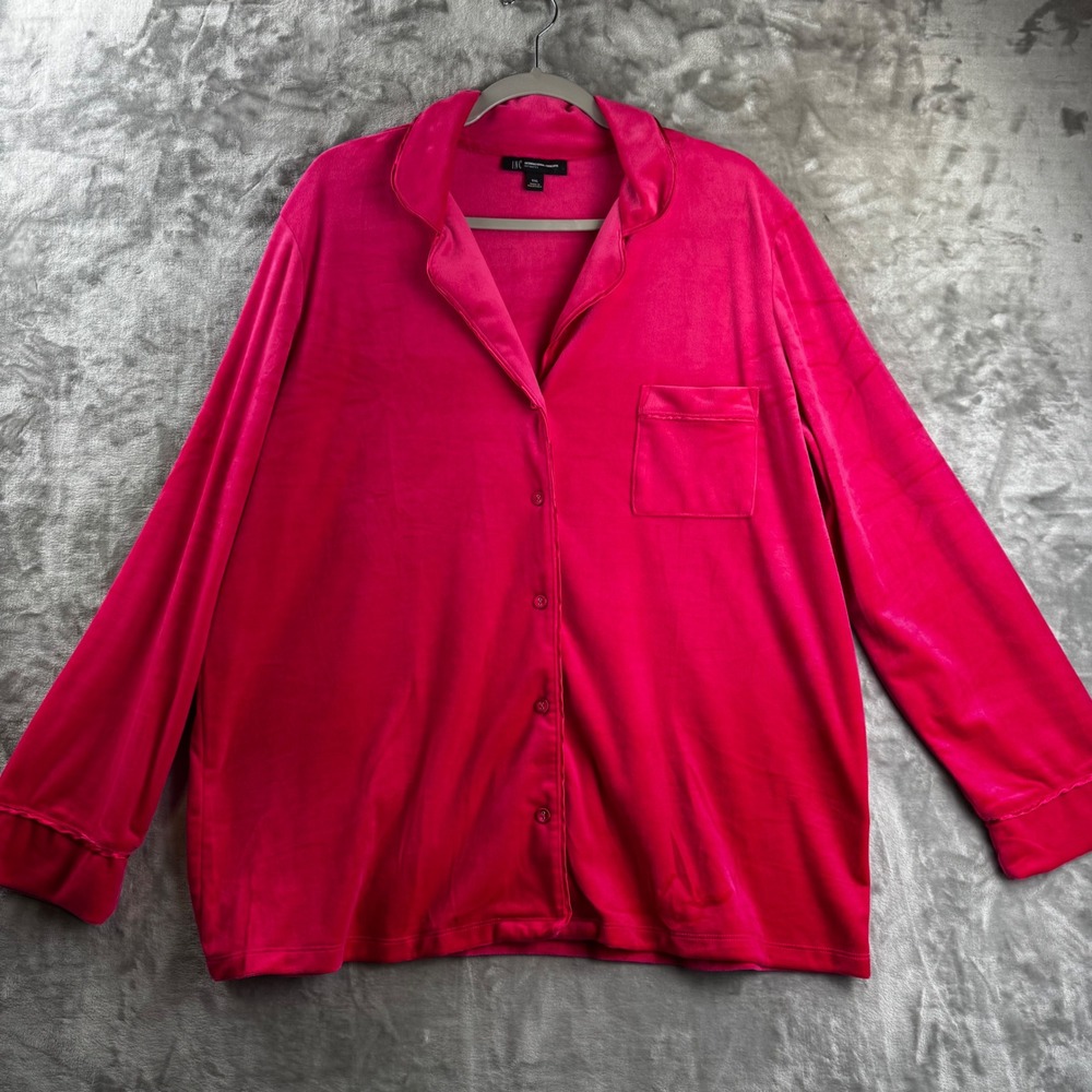 INC International Concepts Pajama Top Women XXL Pink Velvet Button Down (1806)